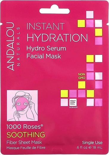 Andalou Naturals — Andalou Naturals Hydration Hydro Serum Facial Mask 1000 Roses